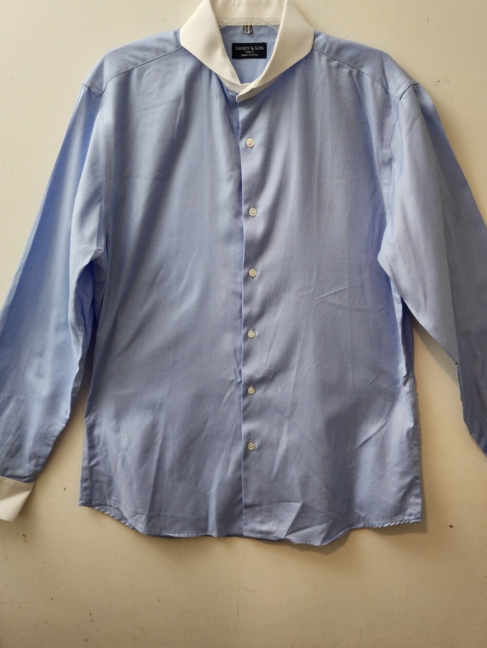 Men's Dandy & Son Oslo 42 Extreme Cutaway Collar Dress Shirt Premium Cotton
